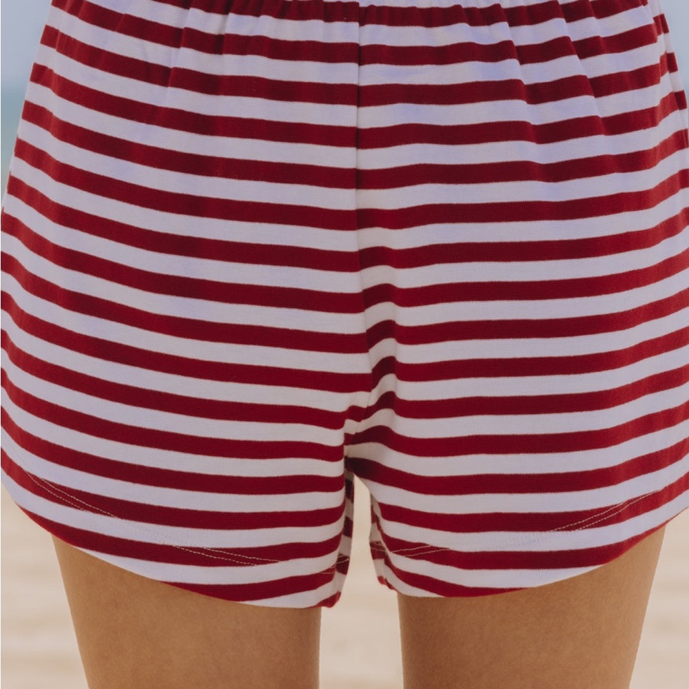 Daily Drills Striped Cotton Mini Shorts
